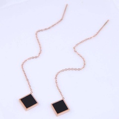 Korean temperament geometric square long earrings simple titanium steel earrings
