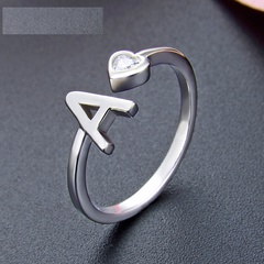 26 English letters s925 silver ring live mouth retractable Korea Jewelry Wholesale
