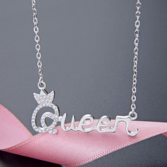 Diamond Queen Crown Letter Pendant s925 Silver Necklace