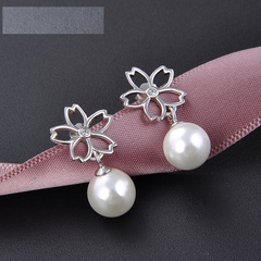 fashionable flower pearl s925 silver earrings wholesale