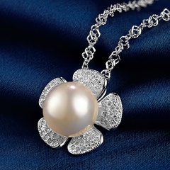 Korean Style Pearl S925 Silver Necklace Pendant Elegant Graceful Noble Girl Super Fairy Jewelry Cross-Border Hot Product