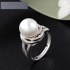 s925 silver shell beads ring live mouth retractable elegant noble fashion jewelry