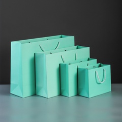 Blue paper bag clothing gift packaging kraft paper tote bag takeaway shopping bag hand bag wholesale