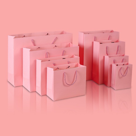 Sac en papier rose carte blanche cadeau sac en papier kraft sac d'emballage de vêtements sac fourre-tout en papier kraft NHSEX471327's discount tags