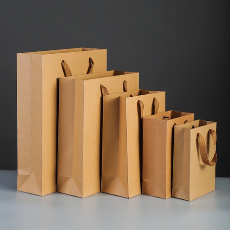 Vertical large kraft paper bag tote bag takeaway packaging gift clothing store milk tea shop paper bag's discount tags