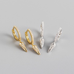 European and American light luxury S925 sterling silver geometric cone diamond ear buckle silver earrings