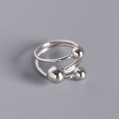 Koreanische s925 Sterling Silber minimalistische geometrische Lichtperle drei runde Perlenlinie offener Ring
