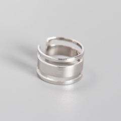 Korean S925 sterling silver three-layer smooth line hipster index finger ring jewelry
