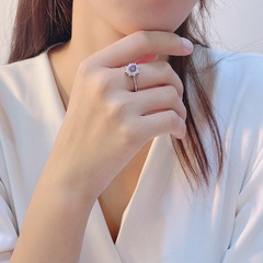 S925 Silberring Mode geometrischer Farbschatz offener Ring Silberschmuck Großhandel