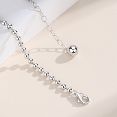 s925 silver simple small round bead bracelet smiley hand jewelry niche design Valentine's day gift
