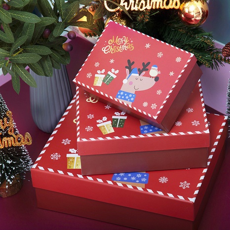Nouvelle boîte-cadeau de Noël Grande boîte-cadeau d'élan de bande dessinée Boîte d'emballage de gants d'écharpe de Noël en gros NHJID471763's discount tags