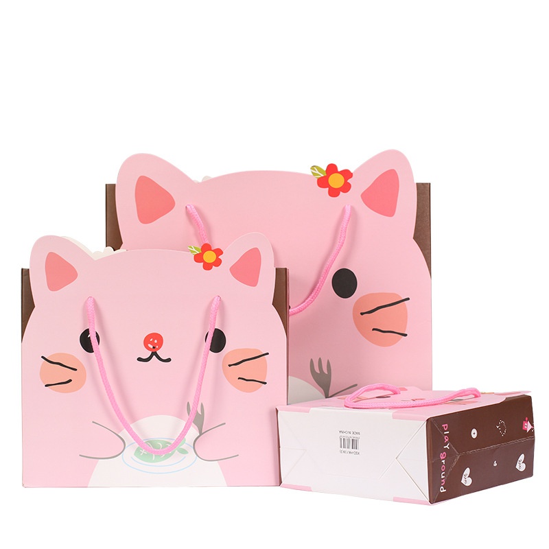 Korean Cartoon Gift Bag Creative Handbag Gift Bag White Card Paper Bag Gift Packaging Bag
