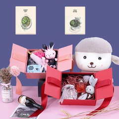 caja de regalo de doble puerta caja de regalo de regalo de boda rosa caja de regalo de arco caja de regalo al por mayor