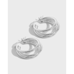 Koreanisches Nischendesign Sinn einfacher geometrischer mehrschichtiger Kreis S925 Sterling Silber Ohrringe
