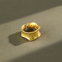Korean S925 sterling silver ring ins irregular concave tin foil fingerprint open ring female