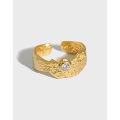 Korean version of niche simple texture zircon S925 sterling silver ring female irregular ring