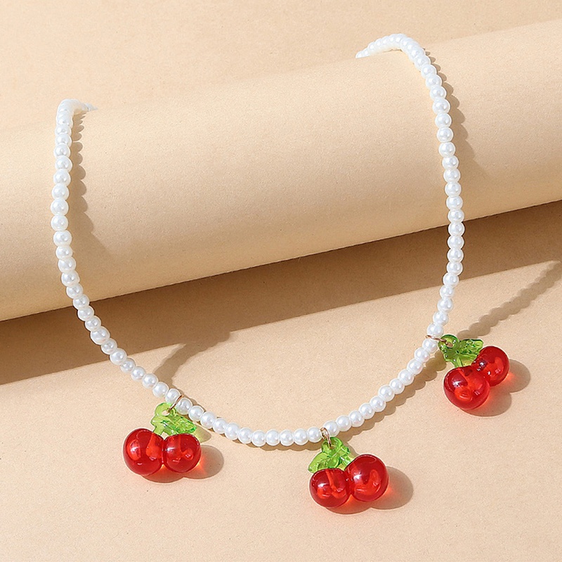 Korean creative pearl simple cherry necklace wholesale
