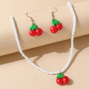 Korean fruit creative retro pearl cherry earrings necklace setpicture3