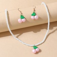 Korean fruit creative retro pearl cherry earrings necklace setpicture5