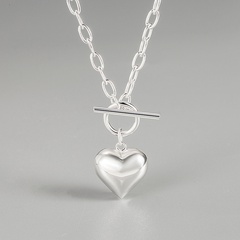 Korea retro 925 sterling silver heart necklace female OT buckle necklace wholesale