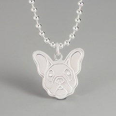 Korean S925 sterling silver pug shape necklace cute pug dog clavicle chain wholesale