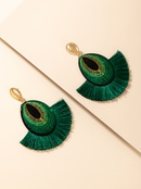 European and American bohemian green tassel earrings personality tassel earrings womenpicture9