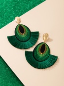 European and American bohemian green tassel earrings personality tassel earrings womenpicture10