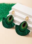 European and American bohemian green tassel earrings personality tassel earrings womenpicture11