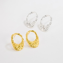 s925 sterling silver minimalist geometric oval hollow earrings texture pattern earrings