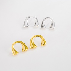 S925 sterling silver smooth horseshoe earrings Korea earrings