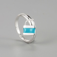 Korea Neues Produkt S925 Sterling Silber Blau Kleiner Verschlussring Emaille Epoxid Offener Ring