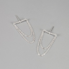 Boucles d'oreilles pompon double chaîne en argent sterling S925 Boucles d'oreilles longues personnalité de la mode coréenne