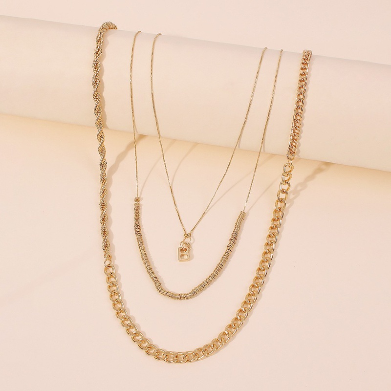 fashion letter pendent stitching creative multilayer necklace