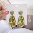 Acrylic embossed threedimensional printing flamingo giraffe green leaf pattern earrings femalepicture17