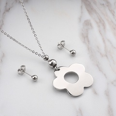 Simple stainless steel creative flower-shaped ladies suit fashion hollow flower jewelry set