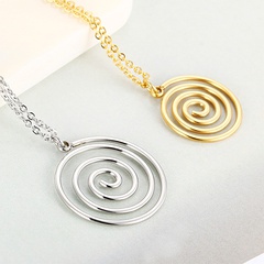 Factory Supply Europe and America Creative Hollow Circle Vortex Trendy Unique Stainless Steel Necklace Clavicle Chain