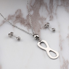 European and American simple figure 8 stainless steel necklace earring set wholesale