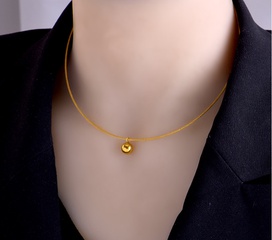 L288 Titans tahl kleine goldene Bohnen Halskette Retro neuen Stil ins runde Perlen halsband weiblich kalt Wind Temperament Schlüsselbein kette weiblich