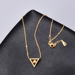L65 Titanium Steel 18K Gold-Plated Necklace Triangle Welding Beads Hollow Short Chain Same Fashion Necklace