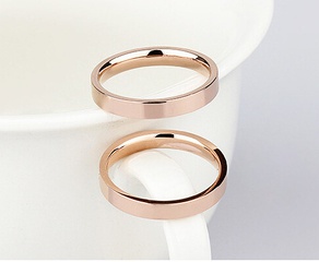 J19 Wholesale 18K Rose Gold Glossy Couple Wedding Ring Index Finger Tail Ring Jewelry Titanium Steel Card Home Couple Rings