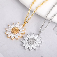 European and American simple sunflower pendant necklace zircon sun flower clavicle chain