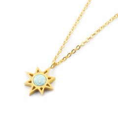 Europe and America Cross Border New Accessories French Style Design Multi-Layer SUNFLOWER Necklace Women's Fashion Opal Clavicle Chain