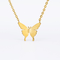 Neue einfache echte Vergoldung 18k Schmetterling Halskette Anhänger Schmuck Edelstahl