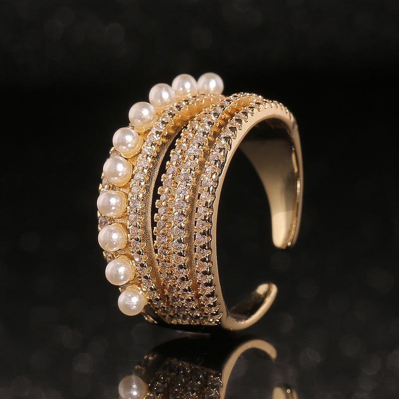 new fashion jewelry pearl microinlaid zircon full zircon index finger ring