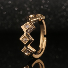 European and American golden zircon ring simple personality retro ring