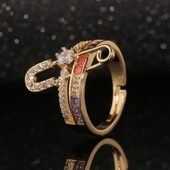 New fashion European and American jewelry copper-plated micro-inlaid zircon pin ring
