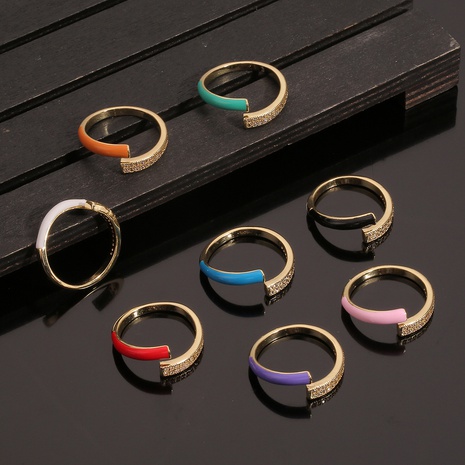 Simple European and American fashion dripping oil geometric copper plated real gold ring's discount tags