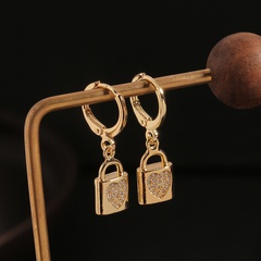 European and American geometric ins jewelry heart-shaped lock earrings creative personality retro earrings