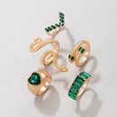 new fashion snakeshaped heart emerald diamond fivepiece ring female wholesalepicture11