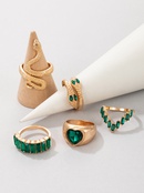 new fashion snakeshaped heart emerald diamond fivepiece ring female wholesalepicture13